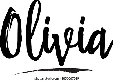 Olivia-Female Name Brush Calligraphy Black Color Text on White Background