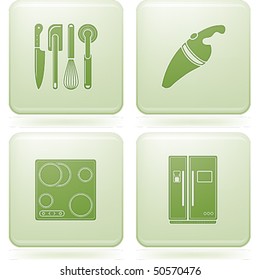Olivine Square 2D Icons Set: Kitchen Utensils