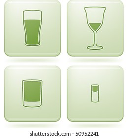 Olivine Square 2D Icons Set: Alcohol glass