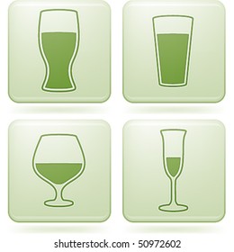 Olivine Square 2D Icons Set: Alcohol glass
