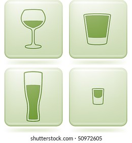 Olivine Square 2D Icons Set: Alcohol glass