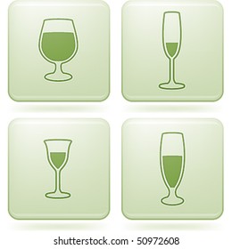 Olivine Square 2D Icons Set: Alcohol glass
