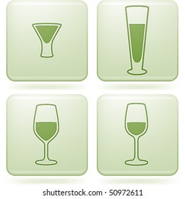 Olivine Square 2D Icons Set: Alcohol glass