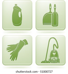 Olivine Square 2D Icons Set: Cleaning