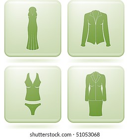 Olivine Square 2D Icons Set: Woman's Clothing