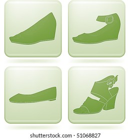 Olivine Square 2D Icons Set: Woman's Shoes