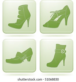 Olivine Square 2D Icons Set: Woman's Shoes
