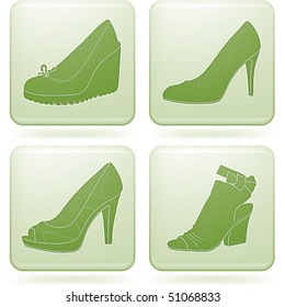 Olivine Square 2D Icons Set: Woman's Shoes
