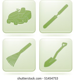 Olivine Square 2D Icons Set: Garden Tools