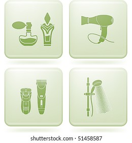 Olivine Square 2D Icons Set: Bathroom