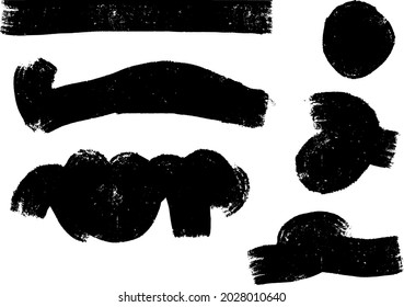 ollection of black paint, ink brush strokes, brushes, lines, grungy. Dirty artistic design elements, boxes, frames. Vector illustration. Isolated on white background.