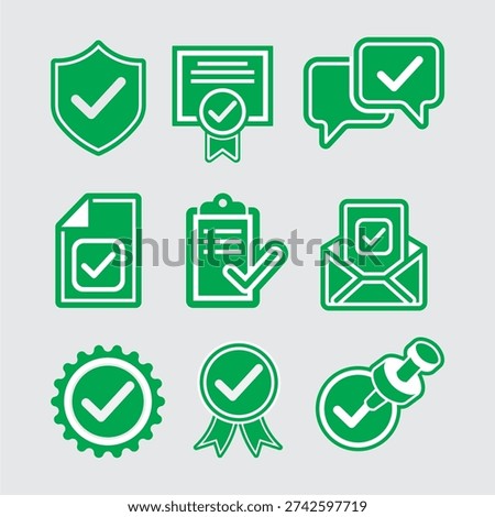ollection of Green Checkmark Icons for Approval and Confirmation