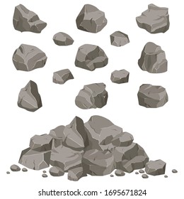 ollection of stones of various shapes. Rocks and debris of the mountain. A huge block of stones. Stone shard