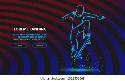 Ollie by skateboarder guy. Vector Sport Background for Landing Page Template.