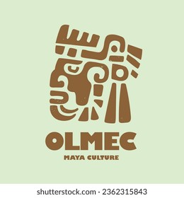 ilustración vectorial de diseño de la cara de olmec maya