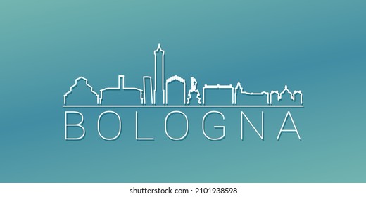 ologna, Metropolitan City of Bologna, Italy Skyline Linear Design. Flat City Illustration Minimal Clip Art. Background Gradient Travel Vector Icon.