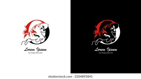 Diseño de logo en O combinado con bisonte