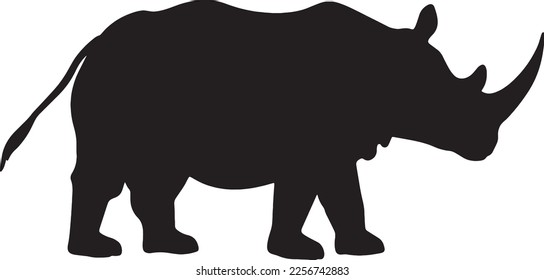 Olomouc, Czech Republic, February 02.2023. Rhinoceros black and white icon vector illustration
