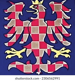 Olomouc, Czech Republic, May 22.2023. Eagle icon with crown high velocity vector illustration