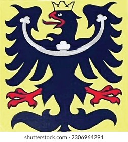 Olomouc, Czech Republic, May 23.2023. Coat of arms eagle icon with crown vector illustration