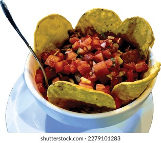 Olomouc, Czech Repulic, March 23.2023. Cooked vegetables decorated bowl isolated on white vector illustration