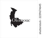 Olomouc map and black lettering design on white background