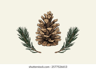 olored illustration of pine cones and leaves