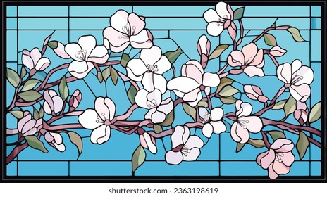 olorful background flowers in the sky stained glass 03