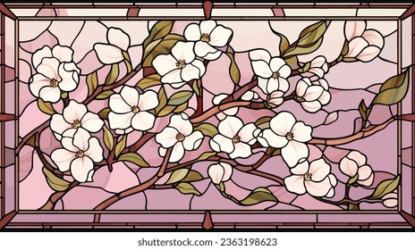 olorful background flowers in the sky stained glass 02