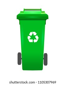 olorful recycle trash bin isolated white, vector. Big container for recycling waste sorting.
