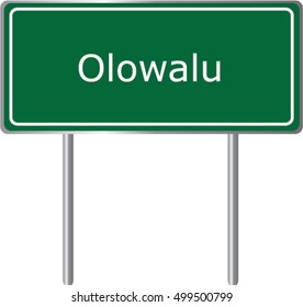 Olowalu , Hawaii , road sign green vector illustration, road table, USA city