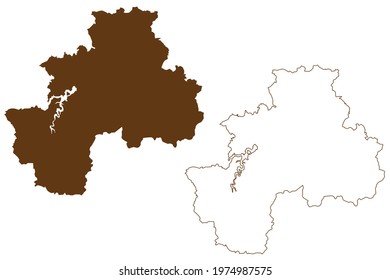 Olpe district (Federal Republic of Germany, State of North Rhine-Westphalia, NRW, Arnsberg region) map vector illustration, scribble sketch Olpe map