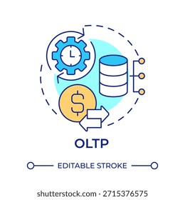 OLTP multi color concept icon. Online transaction processing. Database systems. Round shape line illustration. Abstract idea. Graphic design. Easy to use in infographic, presentation