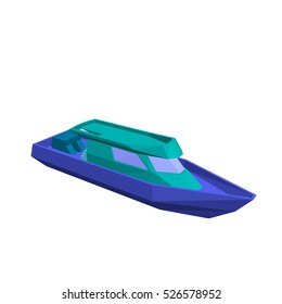 olygonal motor boat. Isolated on white background. 3d Vector illustration.