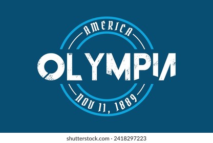 Olympia circle badge logo text effect vector. Editable college t-shirt design printable text effect vector	
