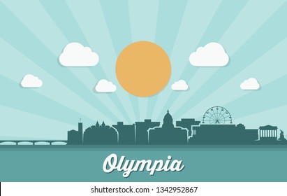 Olympia skyline - United States of America, Washington state - vector illustration