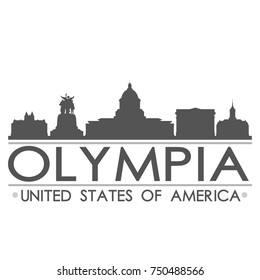 Olympia USA Skyline Silhouette Design City Vector Art Famous Buildings