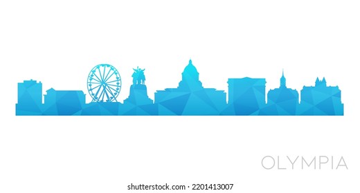 Olympia, WA, USA Low Poly Skyline Clip Art City Design. Geometric Polygon Graphic Horizon Icon. Vector Illustration Symbol.