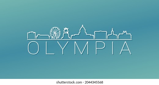 Olympia, WA, USA Skyline Linear Design. Flache City Illustration Minimal Clip Art. Hintergrund Gradient Travel Vektor Symbol.