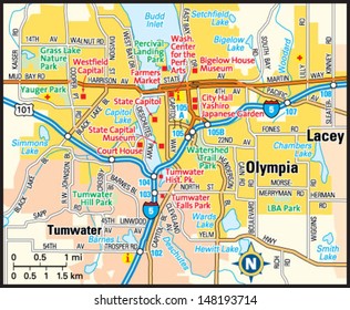 Olympia, Washington area map