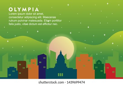 Olympia Washington City Building Cityscape Skyline Dynamic Background Illustration