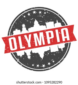 Olympia Washington Round Travel Stamp Icon Skyline City Design. Seal Badge Illustration Vector Clip Art.