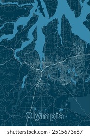 Olympia, Washington, USA artistic blueprint map poster