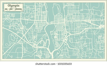 Olympia Washington USA City Map in Retro Style. Outline Map. Vector Illustration.