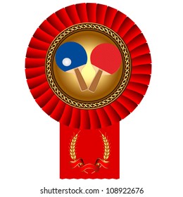 olympiad of the table tennis to illustrations to ball gold(en) medal of the red tape of the racket