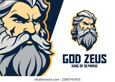 Olympian Thunder God Mascot Logo: A logo featuring a mascot of Zeus, the Olympian god of thunder and lightning.
