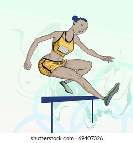 Olympic  cartoons -  Hurdles Detailed Vector Illustration
