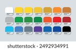 Olympic Color Palette, Olympic Color Guide Palette with Color Names. Catalog Samples of Olympic Multicolor with RGB HEX codes. Multi Colors Palette Vector, Fashion Trend Olympic Color Palette shades