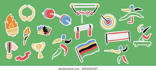 Olympic Game Sports Sticker Transparent Vector Bundle Illustration