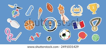 Olympic Game Sports Sticker Transparent Vector Bundle Illustration